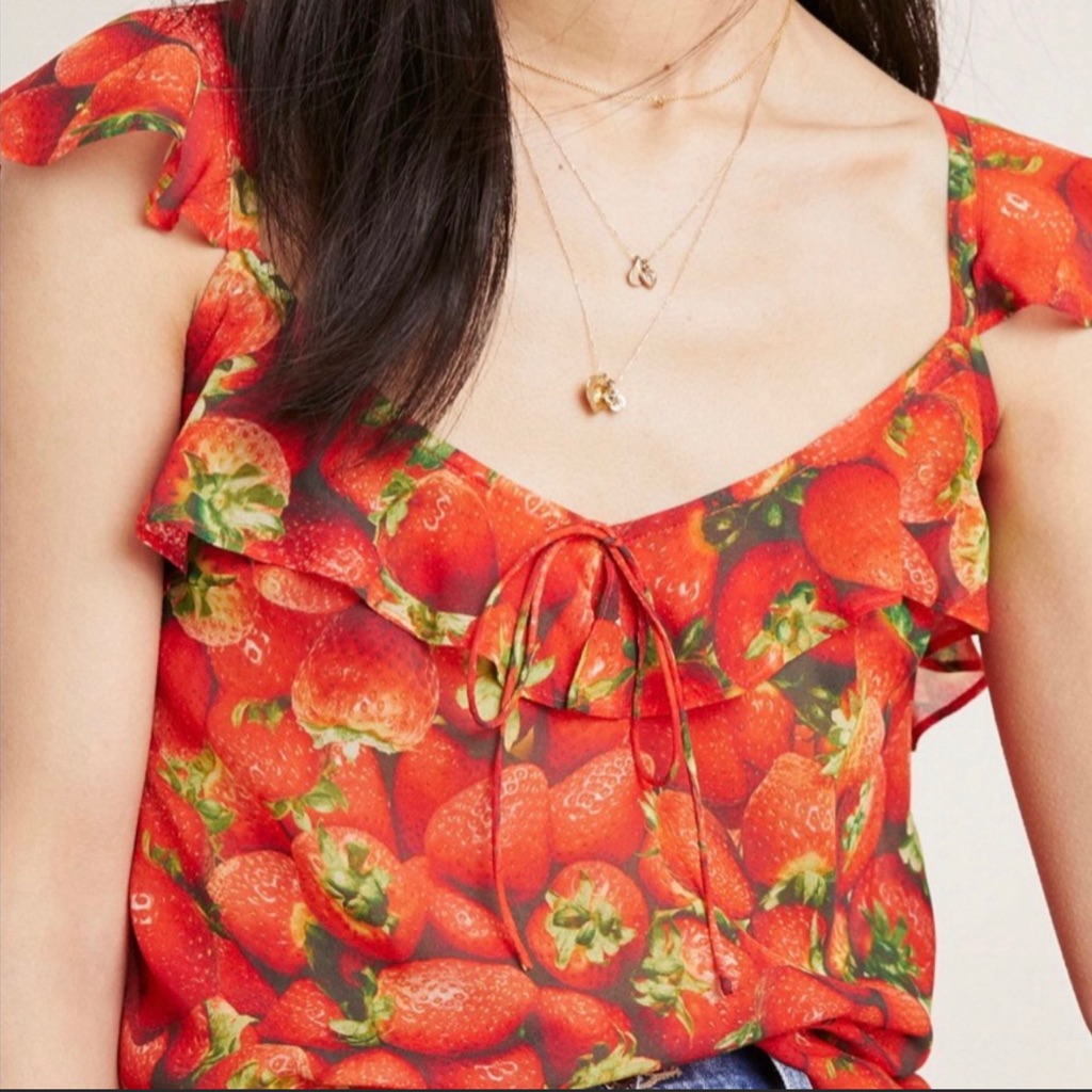 Anthropologie Strawberry Print Cami Size 0 Brand New